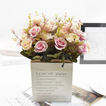 

6 bunch 5 forks 10 heads roses bouquet Artificial flowers for Home decor Wedding Diy Living room fake flowers Bonsai Photo props