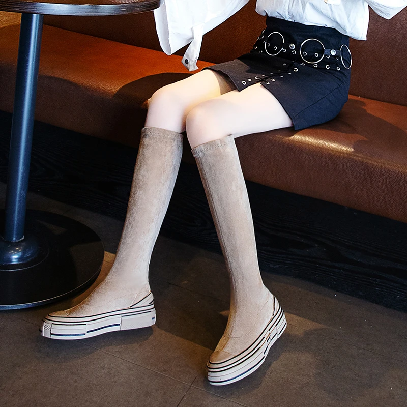 

Brand Women's Shoes High Boots Winter Leather Booties Bootee Woman 2019 Flat Heel Round Toe Lace Up Clogs Platform Fashion