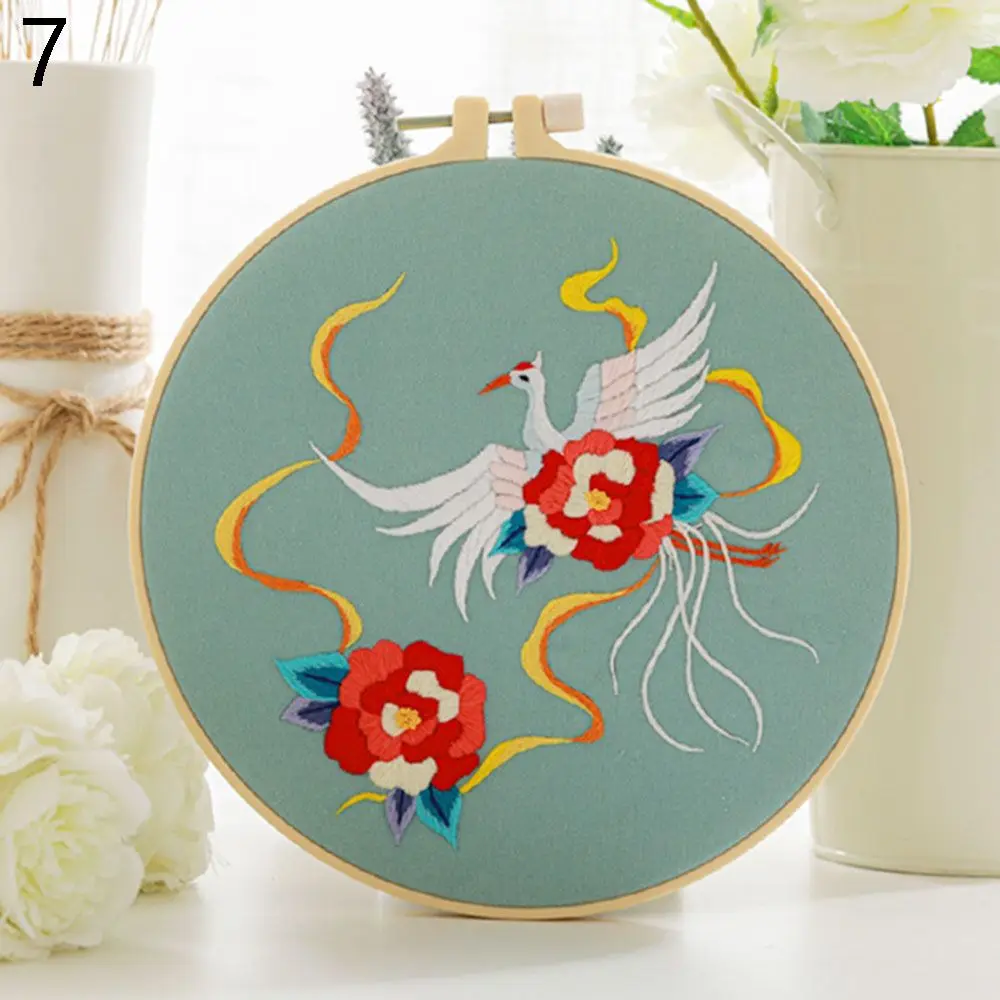 Beginner Embroidery Kit Flowers Pattern Diy Embroidery Full Kits  Embroidered On Clothes Cross Stitch Sewing Embroideri With Hoop