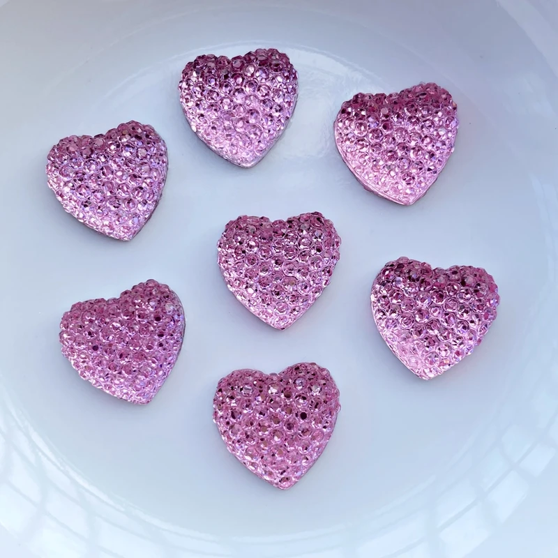 40pcs/ Unique Pink heart-shaped beads Flat back Craft Scrapbook Decorative DIY Fit Hair Clips Embellishments Beads C881