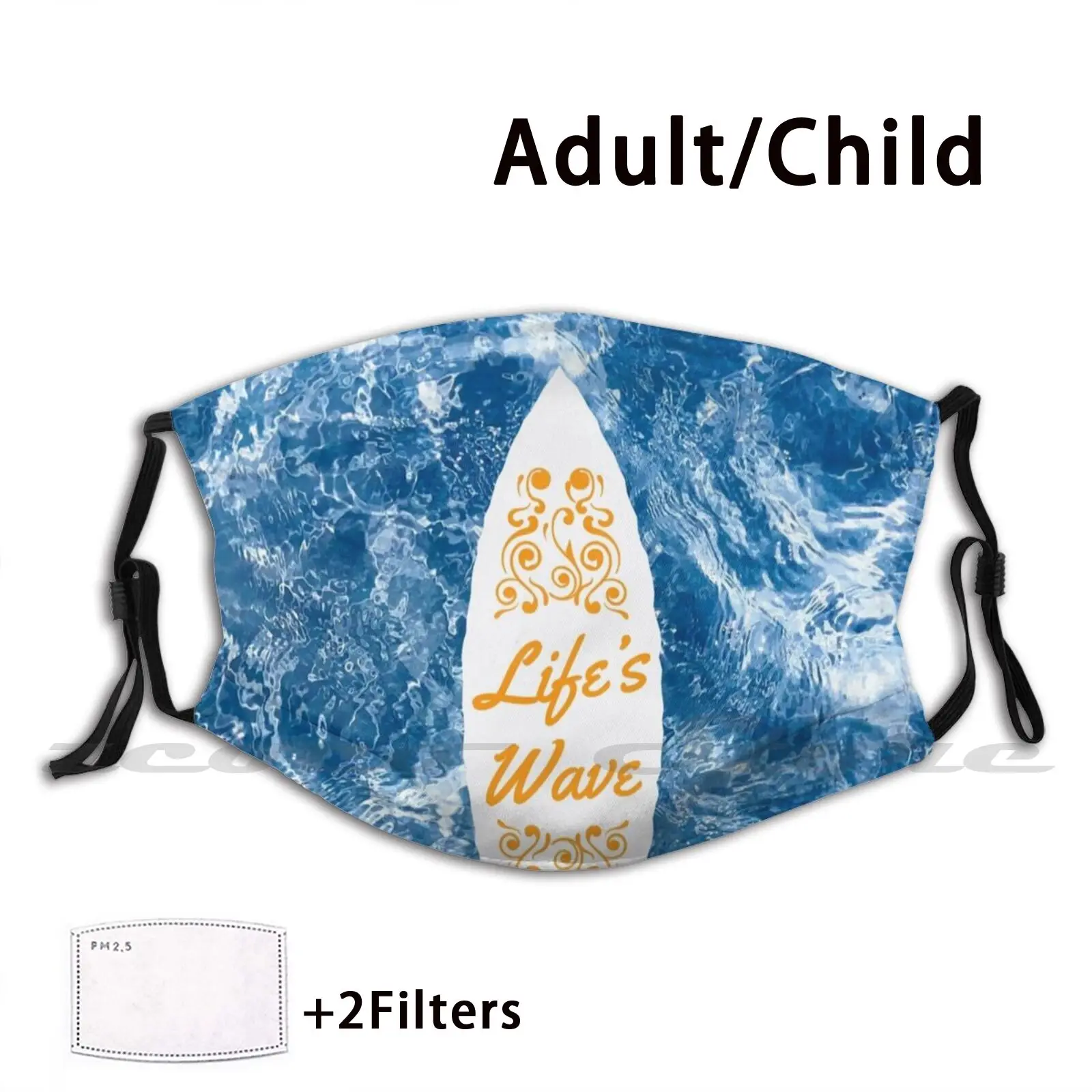 

Life'S Wave Mask Cloth Washable Diy Filter Pm2.5 Adult Kids Surf Surfing Surface Surfboard California Beach Ocean Surfer Water