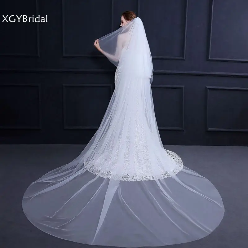 

Новое поступление, недорогие аксессуары для невесты с двумя рельефными краями, белая и цвета слоновой кости, женская вуаль