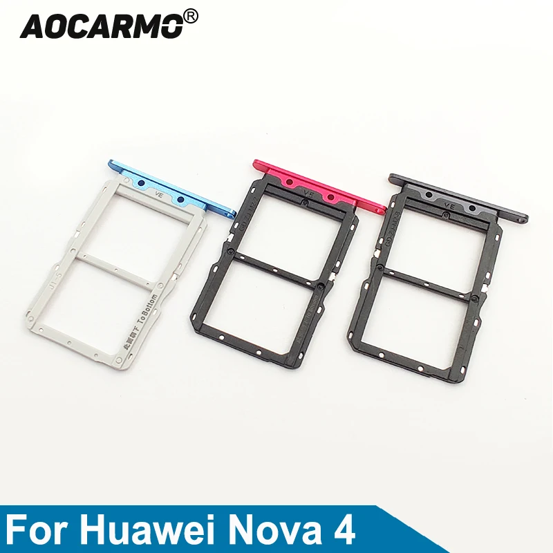 Aocarmo Nero/Blu/Rosso Per Huawei Nova 4 Svce-Al00 Vce-Tl00 D Microsd Supporto Nano Sim Vassoio Di Carta Di Slot
