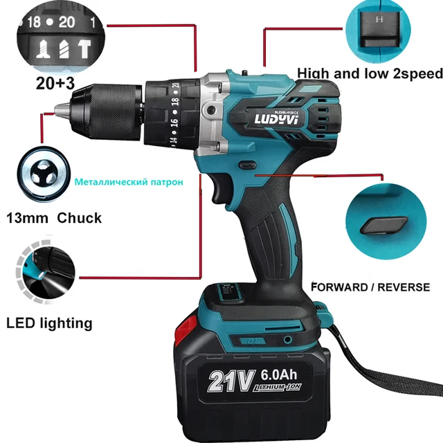 21V 13MM Brushless Electric Drill 115N/M 4000mah Battery Cordless Screwdriver With Impact Function Can Drill Ice Power Tools 2