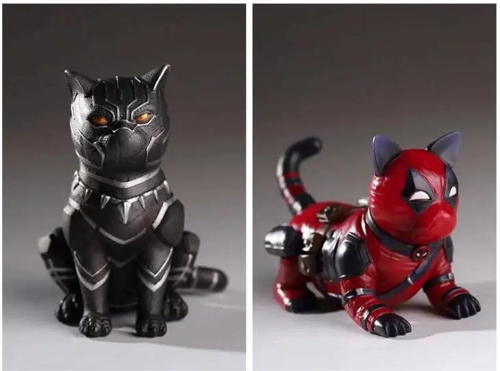 Marvel Дэдпул щенок собака и Черная пантера кошка милая фигурка супергероя модель игрушки