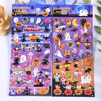 

Halloween Pumpkin Grimace Witch Cat Demon Decorative Kawaii PVC 3D Stickers Scrapbooking Stick Label Diary Stationery Album