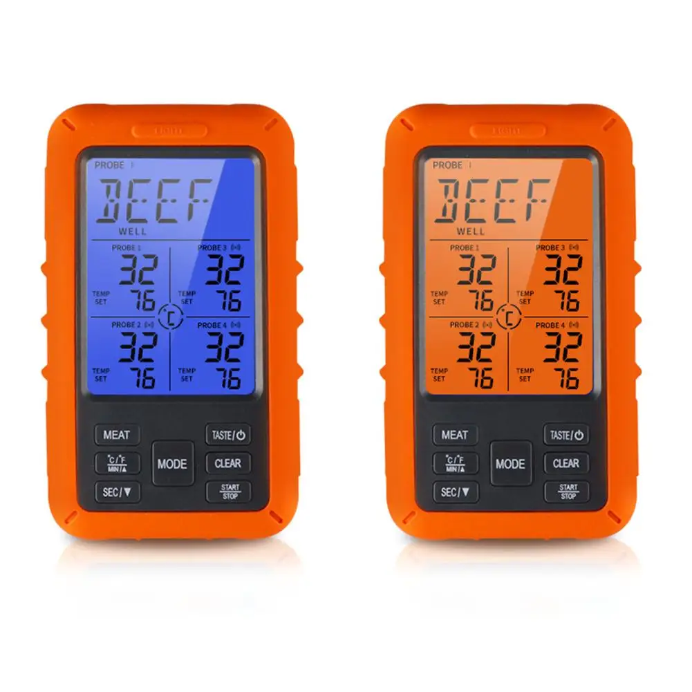 

Wireless Digital Thermometer Remotely Monitored Food Temperature Measuring Unit Receiver For BBQ Grill Kitchen Cooking Baking