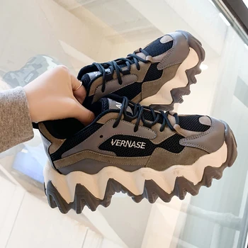 

Women Chunky Sneakers Fashion Platform Ladies Casual Shoes Mesh Lace Up INS Brand Woman Vulcanized Shoes Walking 2020 Spring