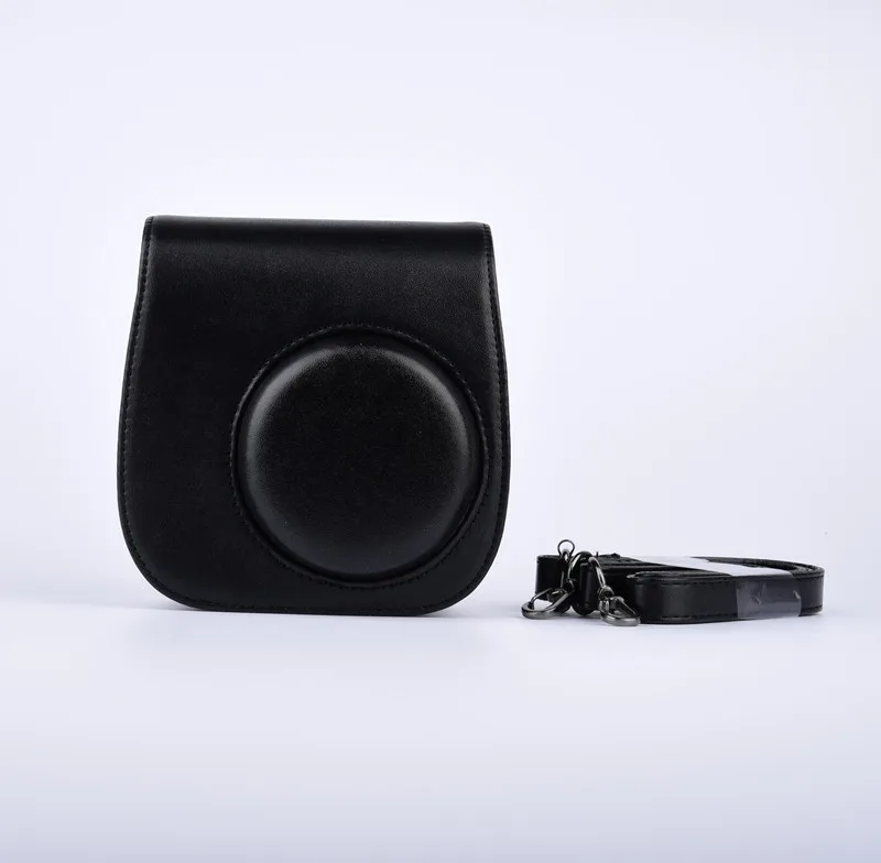 Кожаный наплечный ремень для камеры, защитный чехол для Fujifilm Instax Mini 9 mini 8 mini 8+ чехол s пленочные камеры - Цвет: Black