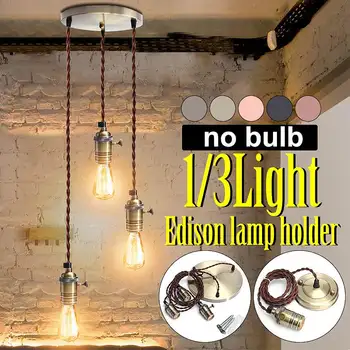 

NEW E27 Retro Vintage Industrial Loft Copper Pendant Ceiling Edison Light Lamp Base Holder Hanging Lampshade Socket With Switch