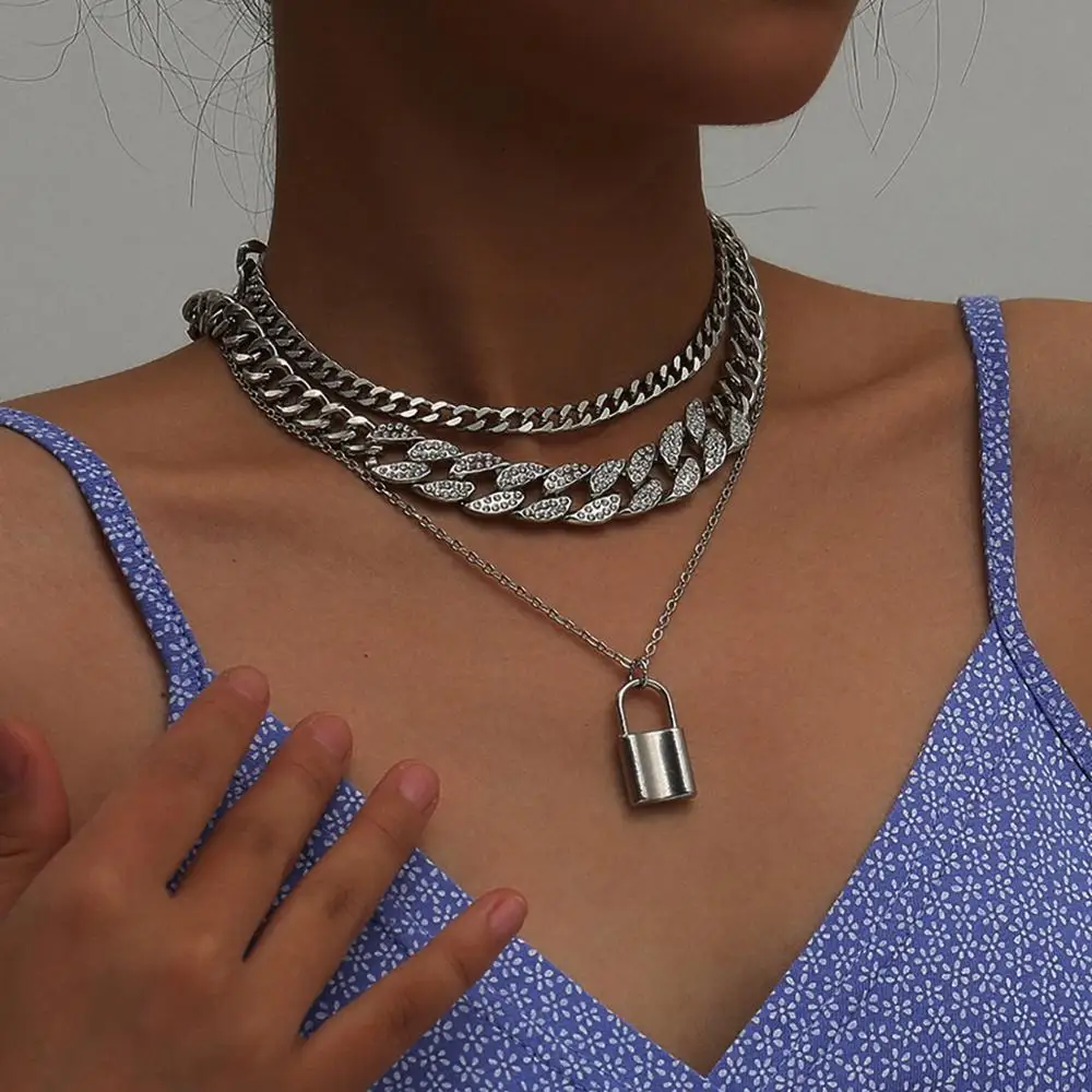 Punk Multi Layer Love Lock Pendant 