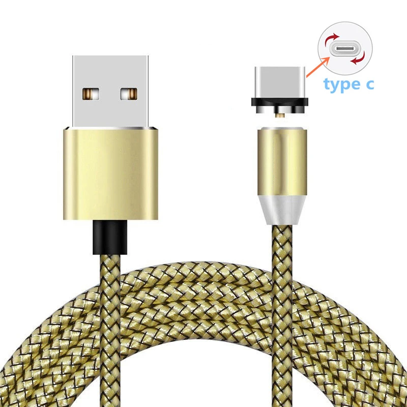 Магнитный кабель USB быстрой Зарядное устройство микро-usb-порт для Тип usb C для Honor 9 10 lite V9 V10 V20 10i 20i 7X 7C 7A 8A 8C 8X MAX 9X - Цвет: Type C Cable Gold