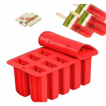 

10 Hole Silicone Ice Cream Mould Ice Cube Tray Popsicle Barrel Diy Mold Dessert Ice Cream Mold with Popsicle Stick