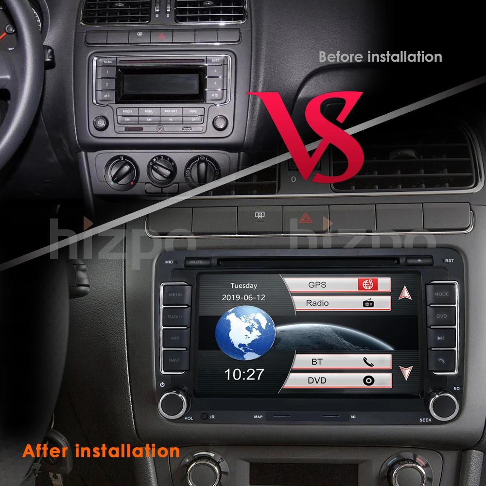 Ossuret " 2 Din Автомобильный dvd-плеер для VW Golf/6/Golf/5/Passat/b7/cc/b6/SEAT/Skoda FM Радио Стерео gps карта RDS камера BT