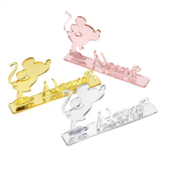 

Personalized Laser Cut Princess Name Sign Centerpiece Plaques Baby Girl Wood / Gold Birthday Place Card Silver Christening Decor