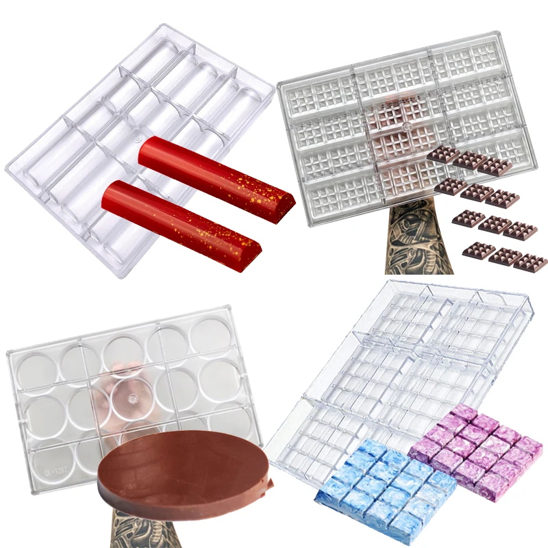 3D Chocolate Bar Molds Polycarbonate Tray Plastic Baking Chocolate Candy Moulds Pastry Tools for Bakery Form Mold Bakeware Mould