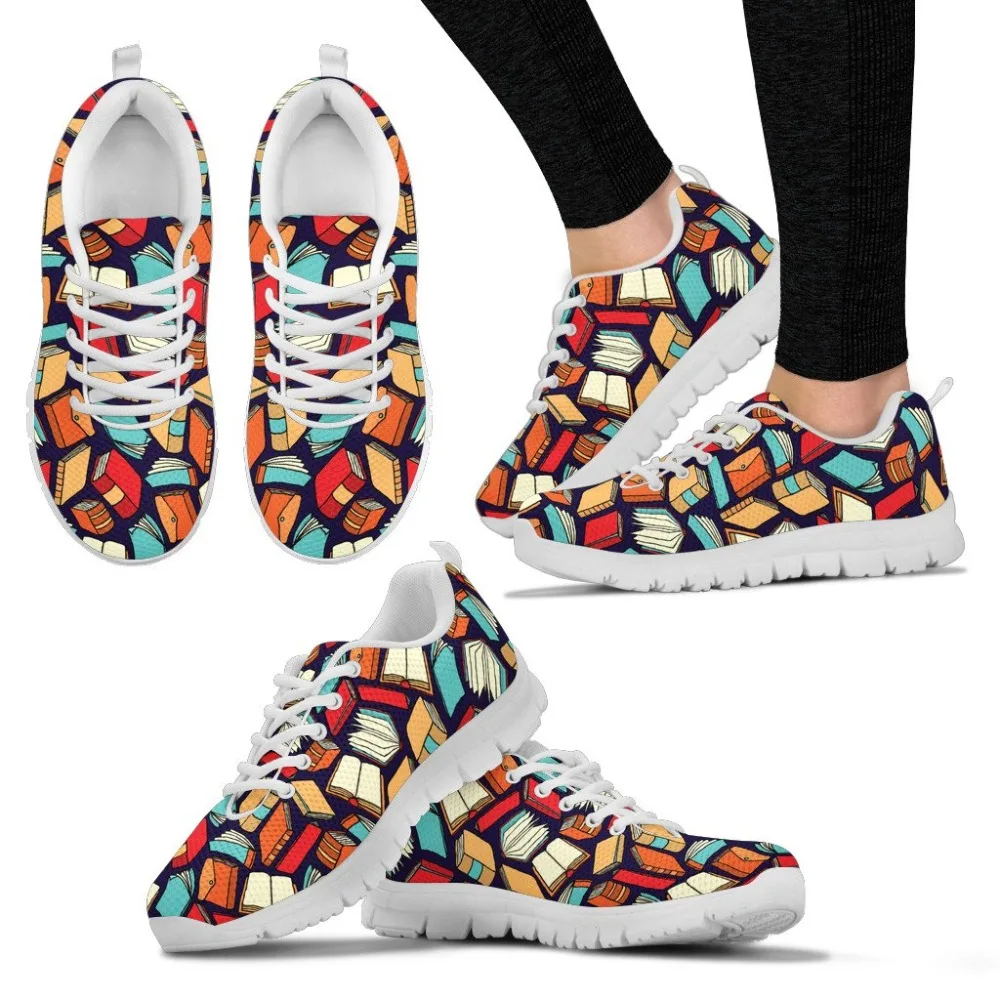 

Autumn Shoe Women Casual Sneakers Book Lovers Pattern Female Lace-up Flats Spring Comfortable Flat Shoes For Girls 2020 New