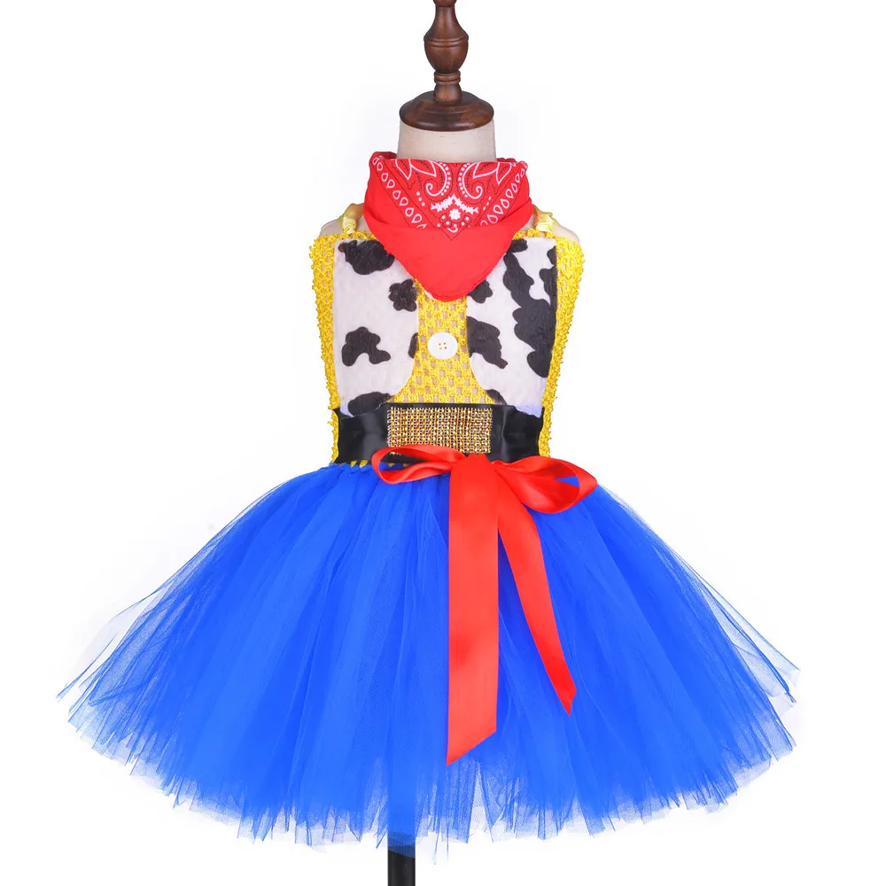 Toy Woody Jessie, Ковбойское платье-пачка для девочек с шапочкой и шарфом, комплект одежды модный тюль, праздничное платье для девочек на день рождения детский костюм на Хэллоуин