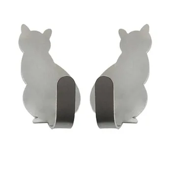 

Durable Hook Organizer Cloth Hanger Stainless Steel Cat Tail Decoration Holder Self Adhesive