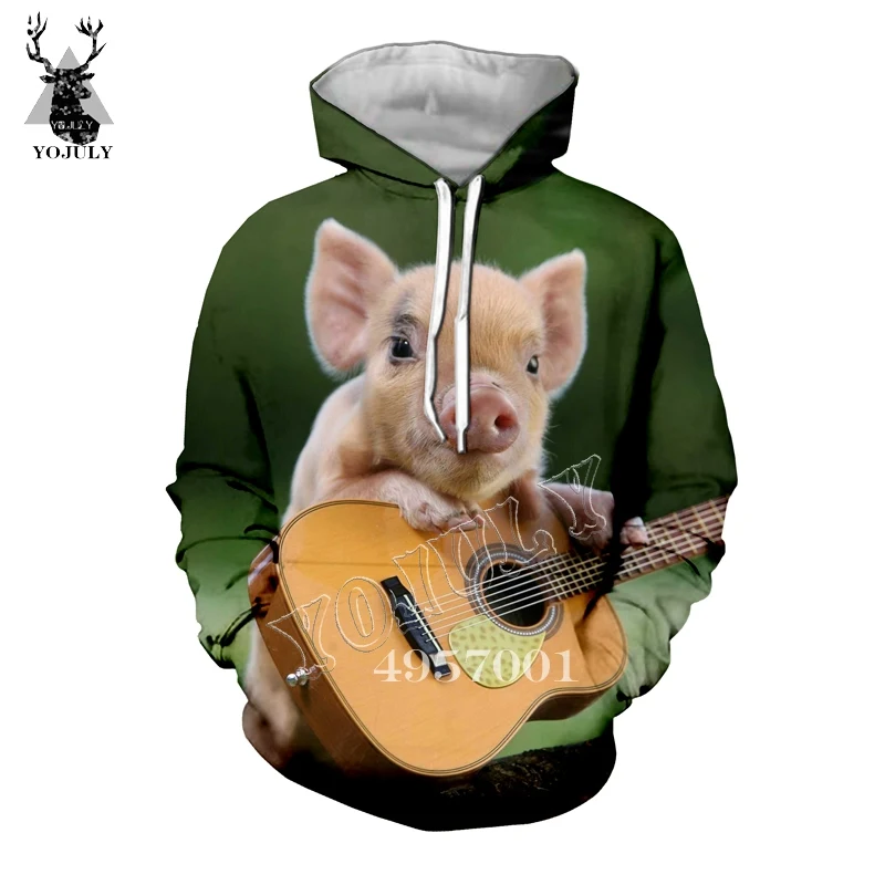 Funny pig anime guitar 3D Print Hoodie Hooded Men Streetwear Fashion Hoody Unisex Casual Pullover Sweatshirt Women Clothing Y525 - Цвет: 11