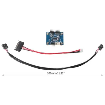 

9Pin USB Header 1 to 2 Card Board 180 Degree USB HUB Adapter with Power Cable Y1AE