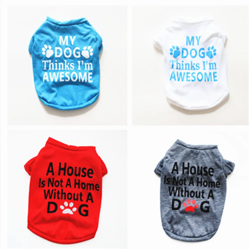 Забавный плюшевый мишка одежда с принтом в виде собак для кошек и пижамы Домашняя