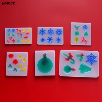 

Xmas Crystal Epoxy Resin Molds Ball Snowflake Cane Letter Socks Tags Casting Silicone Moud DIY Pendant Craft Jewelry Making Tool
