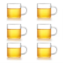 Утолщенная термостойкая стеклянная чашка с ручкой прозрачная чашка кунг-фу Высокая боросиликатная круглая прямая чашка с маленькой чашкой