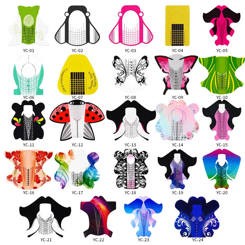 Paper-Forms Extension Guide-Gel Acrylic-Tips Stiletto-Shape Self-Adhesive French 100pcs