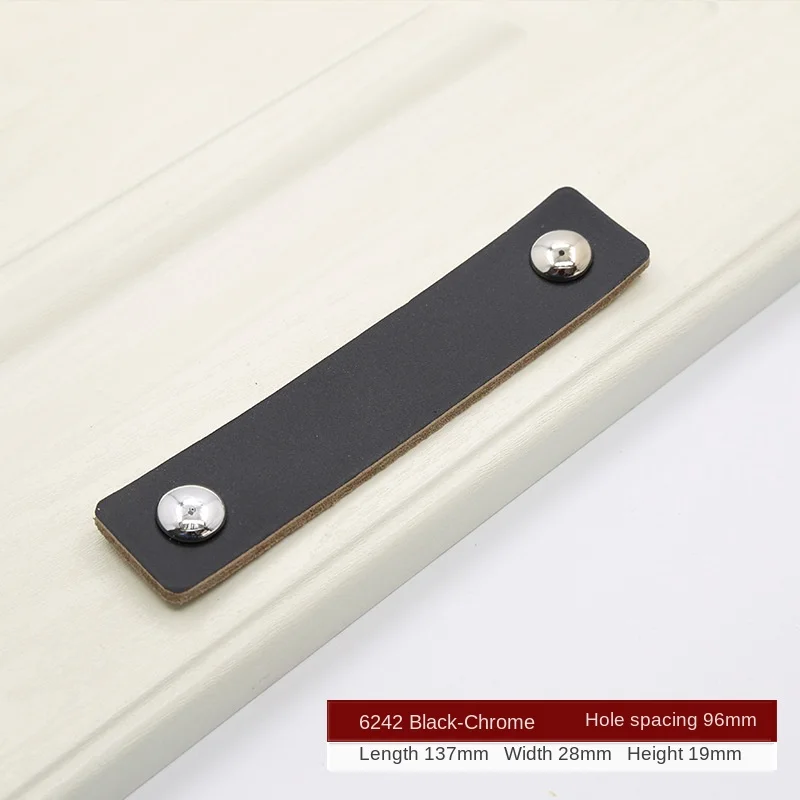 C6242-Black-C.C96mm JD китайский стиль ручка для шкафа черная кожаная ручка дверь для кухонного шкафа ТВ ящик для шкафа кожаная ручка для мебели - Цвет: C6242-Black-C.C96mm
