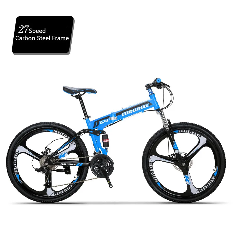 27 Speed B blue Горный велосипед из углеродистой стали складная рама мягкая-хвост 26 дюймов колеса велосипеда дисковые тормоза 21 27 скорость спорт Bicicleta - Цвет: 27 Speed B blue