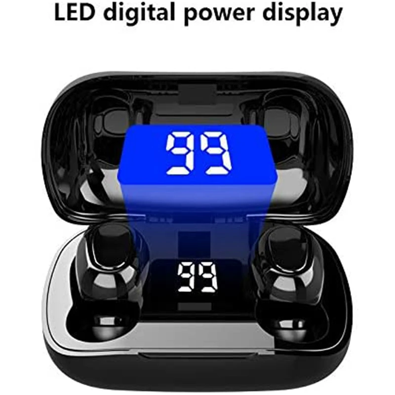 Bluetooth 5 0 Earphone Wireless LED Display TWS Stereo Sport Waterproof Stereo Earbuds Headset Headphone Pink