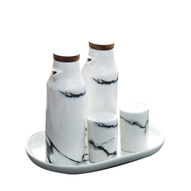 

Ceramic Salt and Pepper Oil Bottle Set Porcelain Olive Soy Seasoning Oil Vinegar Bottle Wedding Supplies Kitchen Cooking Tools