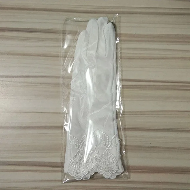 Ladies summer sun protection gloves lace anti-UV gloves black sexy breathable riding driving sunshade short gloves female 03K - Цвет: 02B White