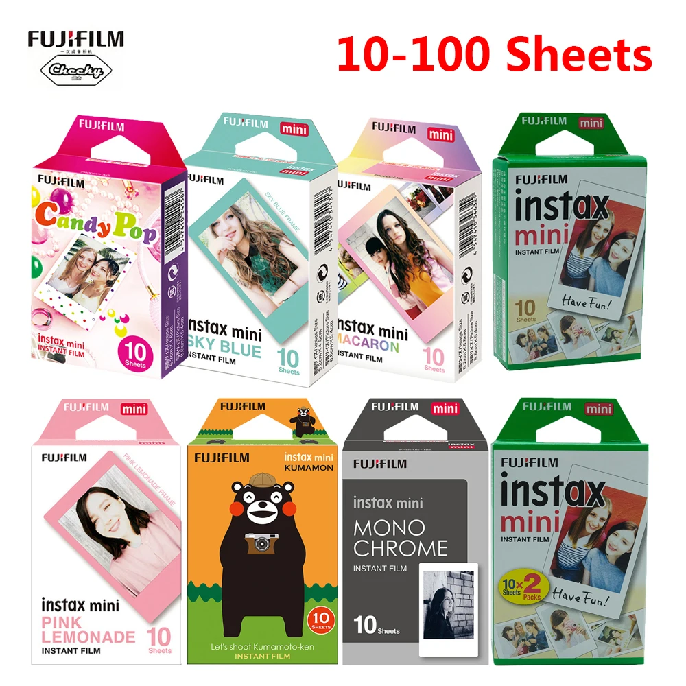 Оригинальная Фоторамка Fujifilm Instax Mini 10-100 листов фотобумага для 9 8 Instant 70 90 пленка