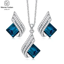 Изящный ювелирный набор для женщин геометрический алмаз стеклянная кристаллическая подвеска для сережек и ожерелья ювелирный набор кристалл от Swarovski