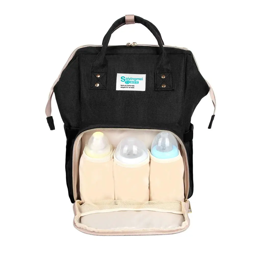 Сумка для детских подгузников, сумка для мам, сумка для кормления, большая вместительность, рюкзак для путешествий, водонепроницаемый рюкзак для ухода за ребенком - Цвет: Black