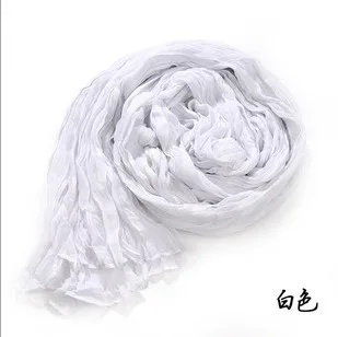 Хлопок и лен смешивание шарф женский 165*52 см сплошной длинный женский сплошной цвет дикие плиссированные яркие цвета женские шали шарфы - Цвет: Белый