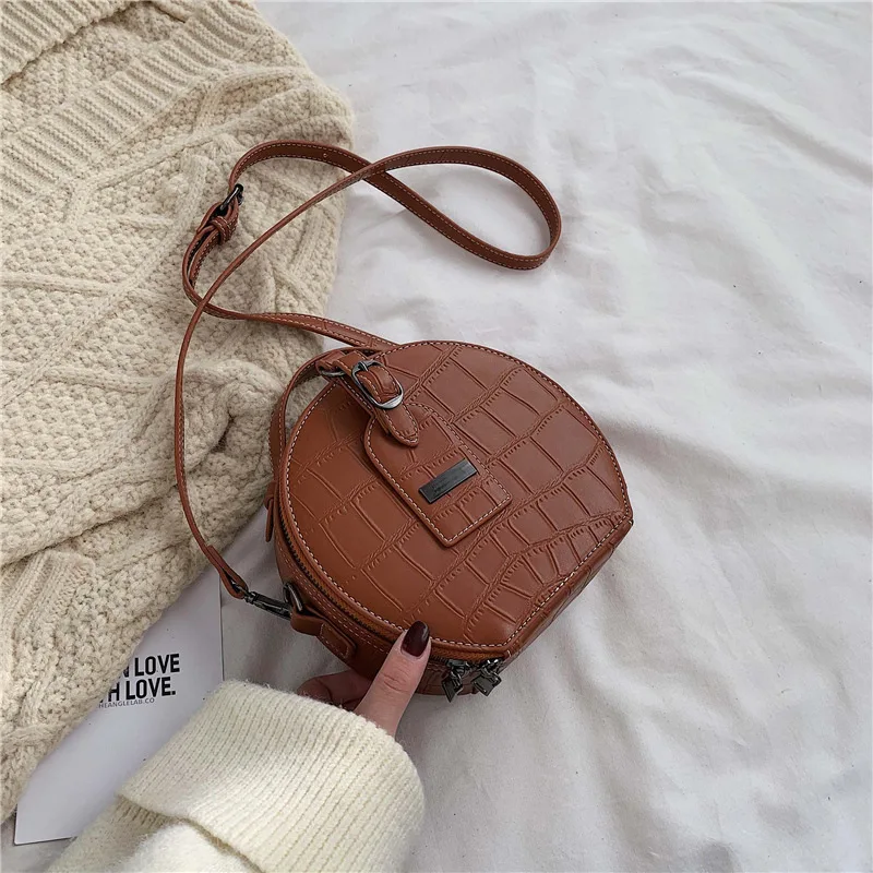 

Autumn And Winter CHIC Casual Textured Bag Women's 2019 New Style Korean-style Fashion Retro Versatile Shoulder Small round Bag
