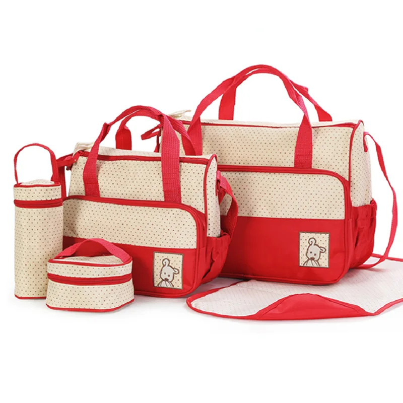 

5Pcs/Set Baby Diaper Bag Set for Stroller Large Capacity Baby Bottle Holder Mom Shoulder Bags Mummy Nappy Bags bolsa maternidade