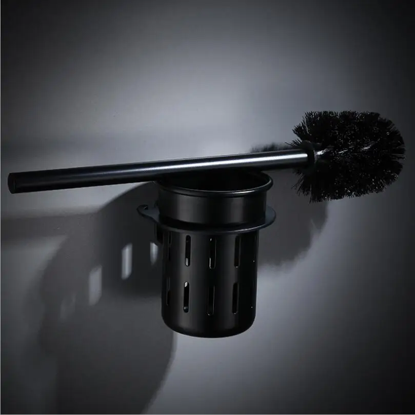Description Picture 2 of itemSpace Aluminum Matt Black Toilet Brush Holder Matt Black Drain Cup Set Hotel / Home Bathroom Toilet Brush Hardware Pendant