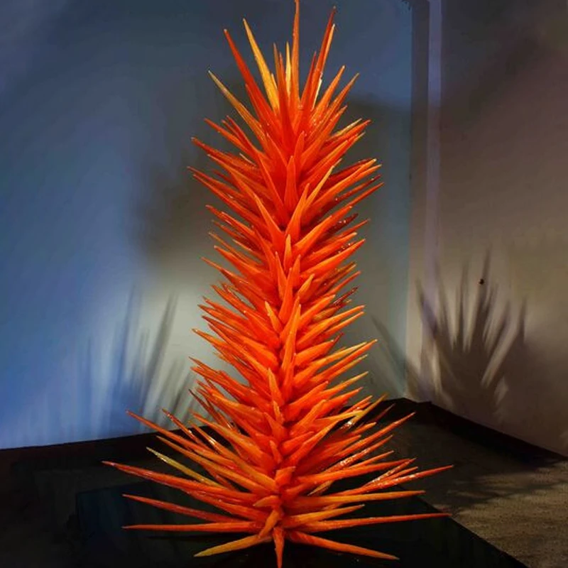 

Orange Hand Blown Glass Tree Floor Lamp Luxury Murano Blown Glass Conifer Sculpture for Party Garden Art Decoration