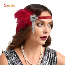 Горячая красная повязка на голову с перьями, бисером, кисточками, для особых случаев, вечерние головные уборы для женщин, свадебные аксессуары для волос sombrero boda BQ022