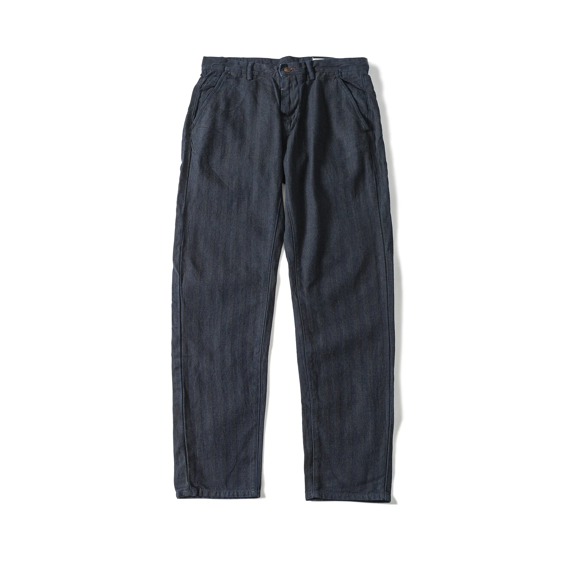 

2019 Autumn And Winter New Style Japanese-style Retro Herringbone Indigo Dyeing Washing Water Jeans Men Casual Long Pants Men's