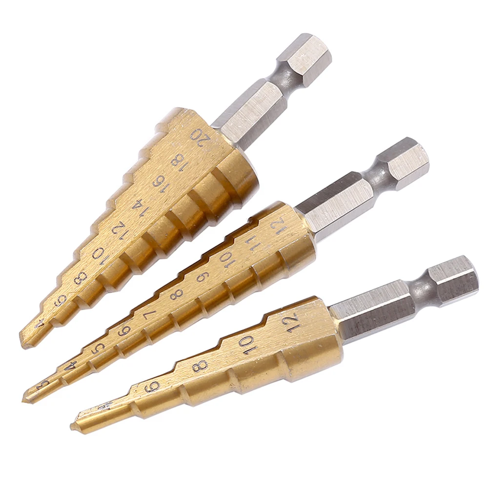 

4-20mm Large HSS 4241 Straight Groove Step Drill Bit Hole Titanium Coated Wood Metal Hole Cutter Core Drill Bit