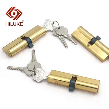 

HILUKE 100mm brass alloy security double open lock cylinder three brass keys for wooden door lock core hihg quality