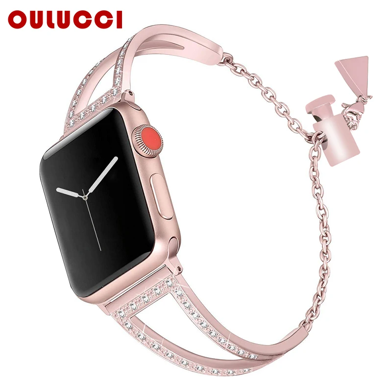 OULUCCI бриллиантовый ремешок из нержавеющей стали для Apple Watch 38 мм/42 мм/40 мм/44 мм
