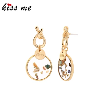 

kissme Unique Round Messy Transparent Resin Love Nameplate Knot Drop Earrings For Women Gold Color Fashion Jewelry Wholesale