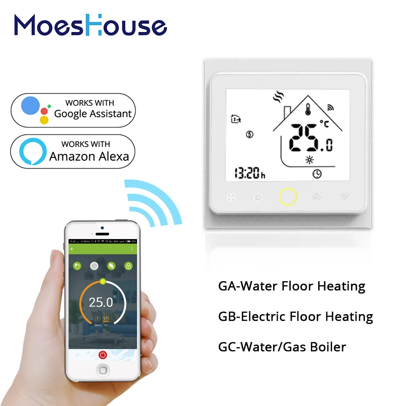 WiFi Smart Thermostat Temperature Controller for Water/Electric floor Heating Water/Gas Boiler Works with Alexa Google Home