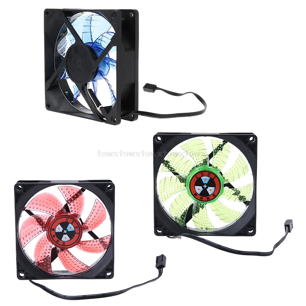 LED Light 3 pin 90mm PC Desktop Computer Case Cooling Cooler Fan Low Noise 9025 Jy23 19 Dropship